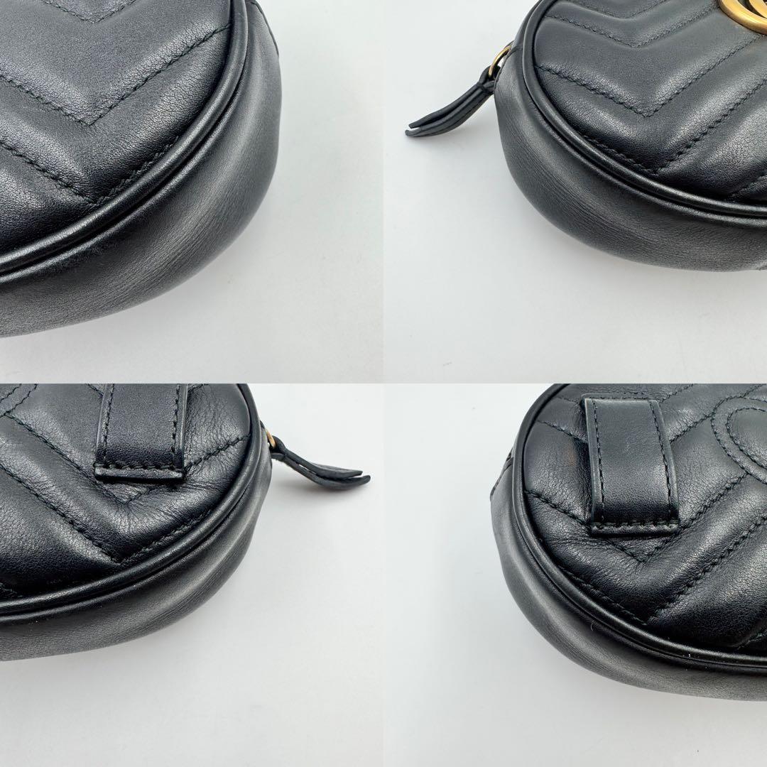 美品✨GUCCI マーモント　ボディバッグ　黒色　ハート　キルティング