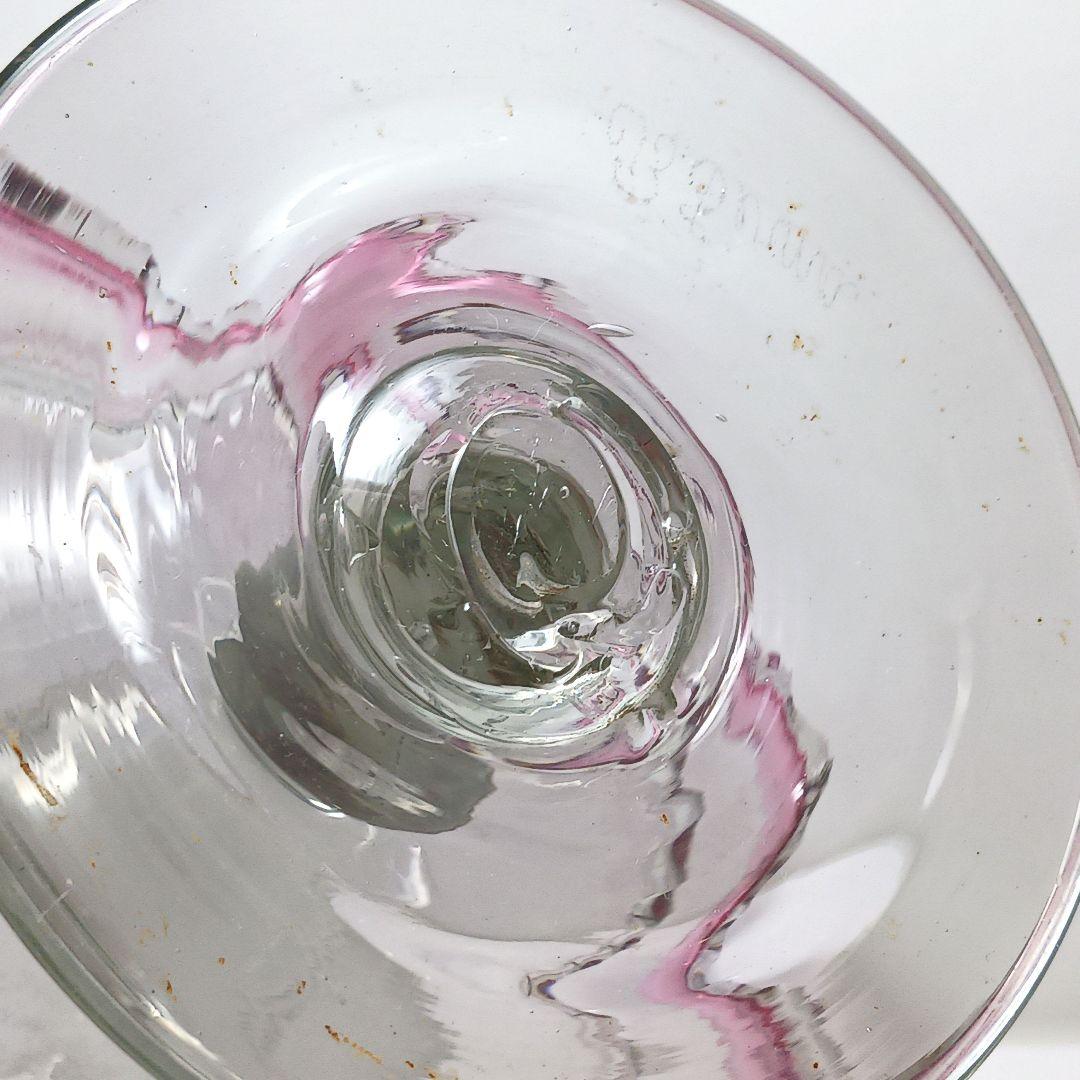 Y2680-1 時代レトロ 赤縁ガラス 大型コンポート 皿 サイン入り #6