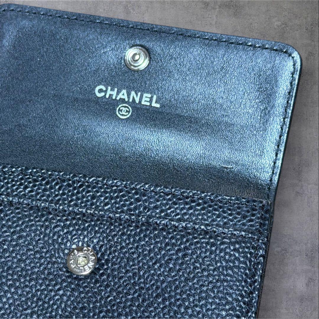 【極美品】CHANEL シャネル 名刺入れ キャビアスキン