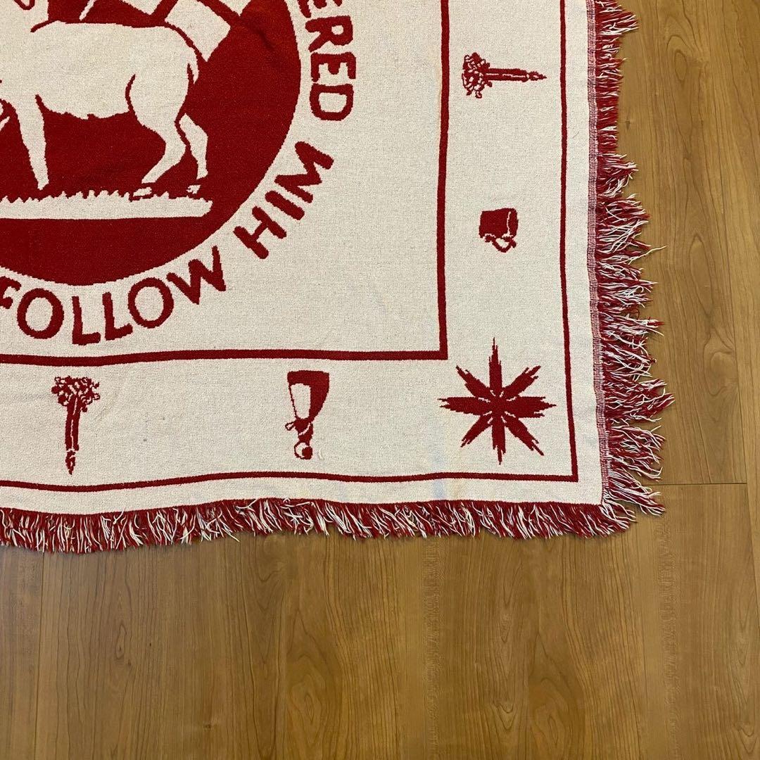 聖書文言 ラムモチーフ ヴィンテージ ゴブラン織 ラグ 両面配色　140×118