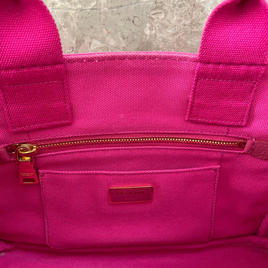 PRADA ピンク キャンバス ハンドバッグ