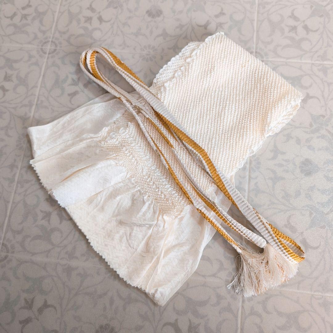 訪問着　フルセット　着物　正絹　ゴールドベージュ　Sサイズ　花　しつけ糸金　C1