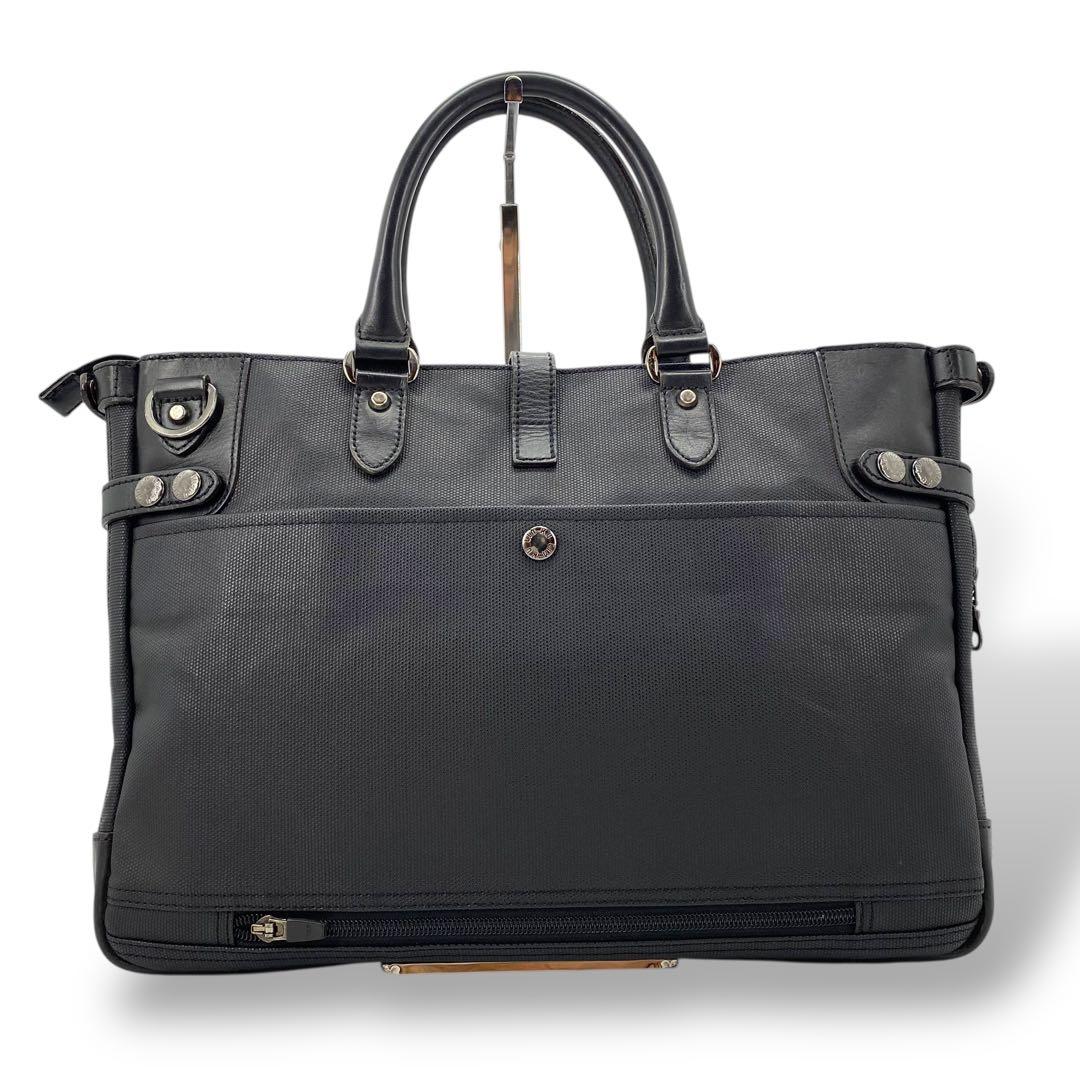 【極美品】輪怐 ビジネスバッグ 格 ブリーフケース 牛革 ナイロン ブラック