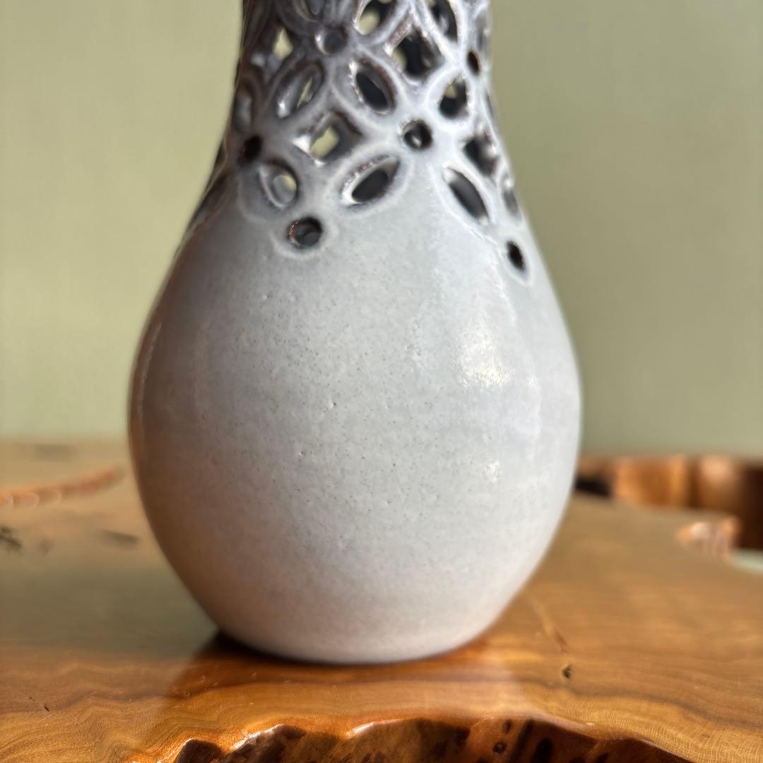 萩焼 七宝透 杓立 大野瑞峰 茶道具 共箱