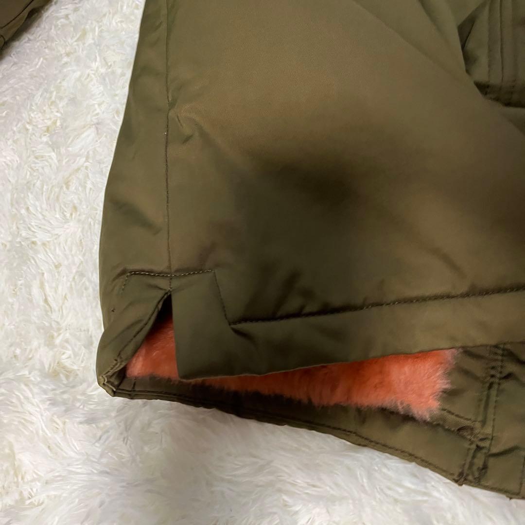 美品　ZARA ピンクファー モッズコート M N3B カーキ　ザラ　77302