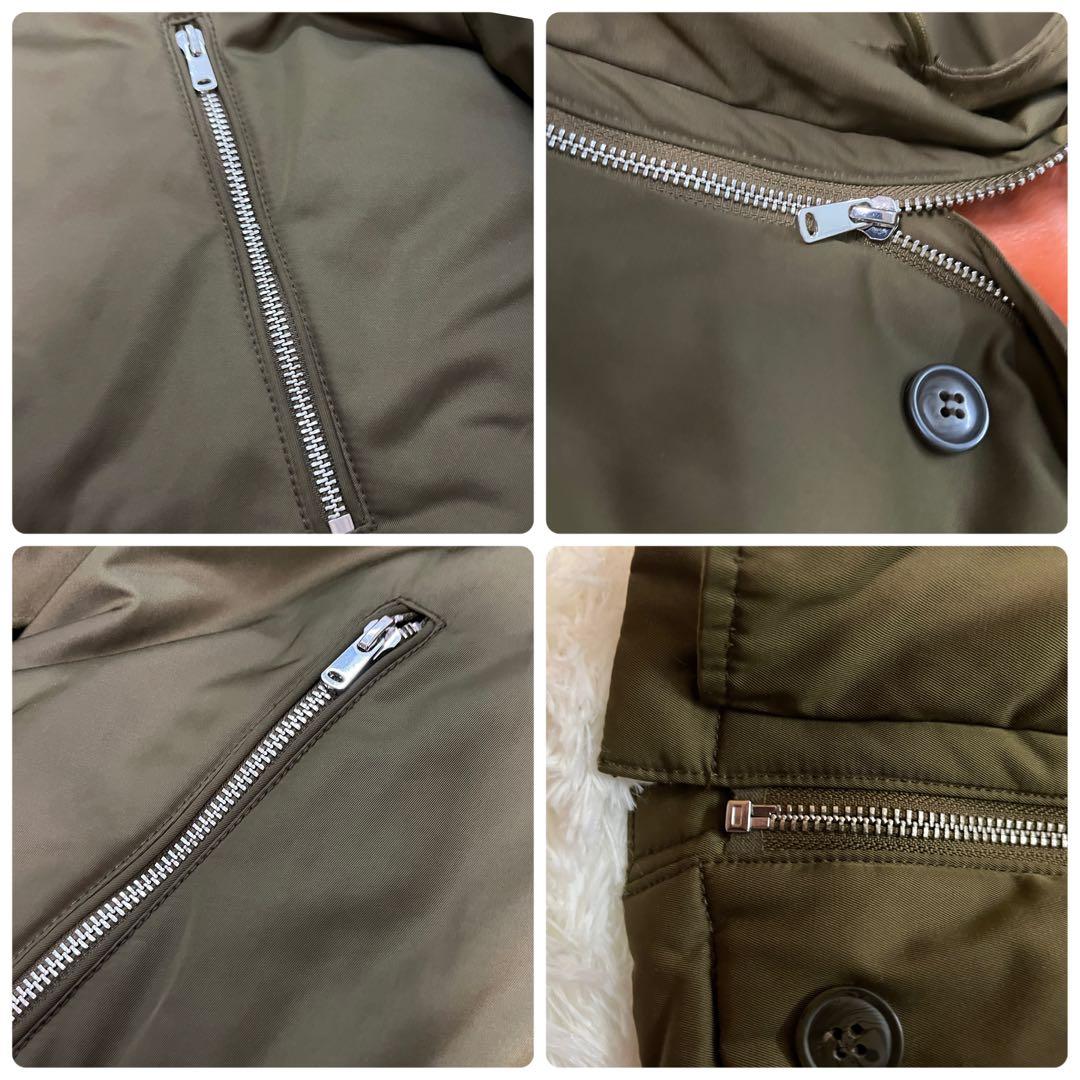 美品　ZARA ピンクファー モッズコート M N3B カーキ　ザラ　77302