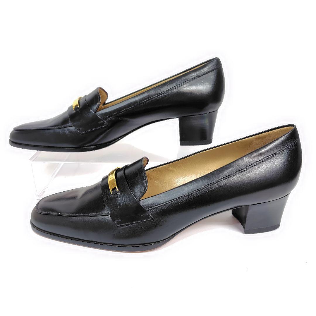 ★katxxx様★グッチ ローファー 38C パンプス ロゴ プレート レザー