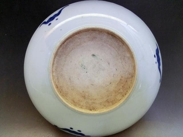 皿■支那染付鯉紋 清時代中期 飾り皿 魚皿 古玩 唐物 中国 時代物 骨董品■