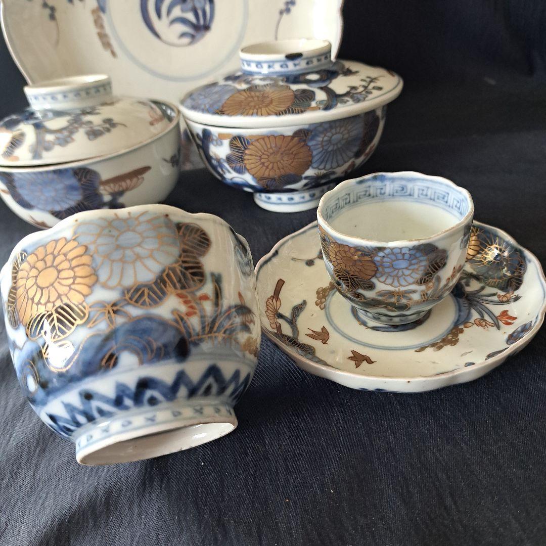 「ご成約者」です。 古伊万里色絵金彩皿 7種類1セット 骨董アンティ