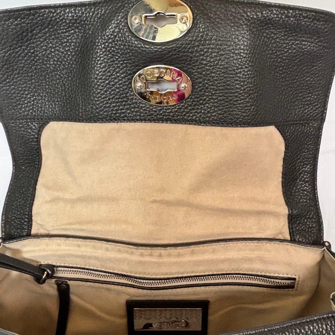 ザネラート ショルダーバッグ 2way 斜め掛け ポスティーナ レザー ブラック