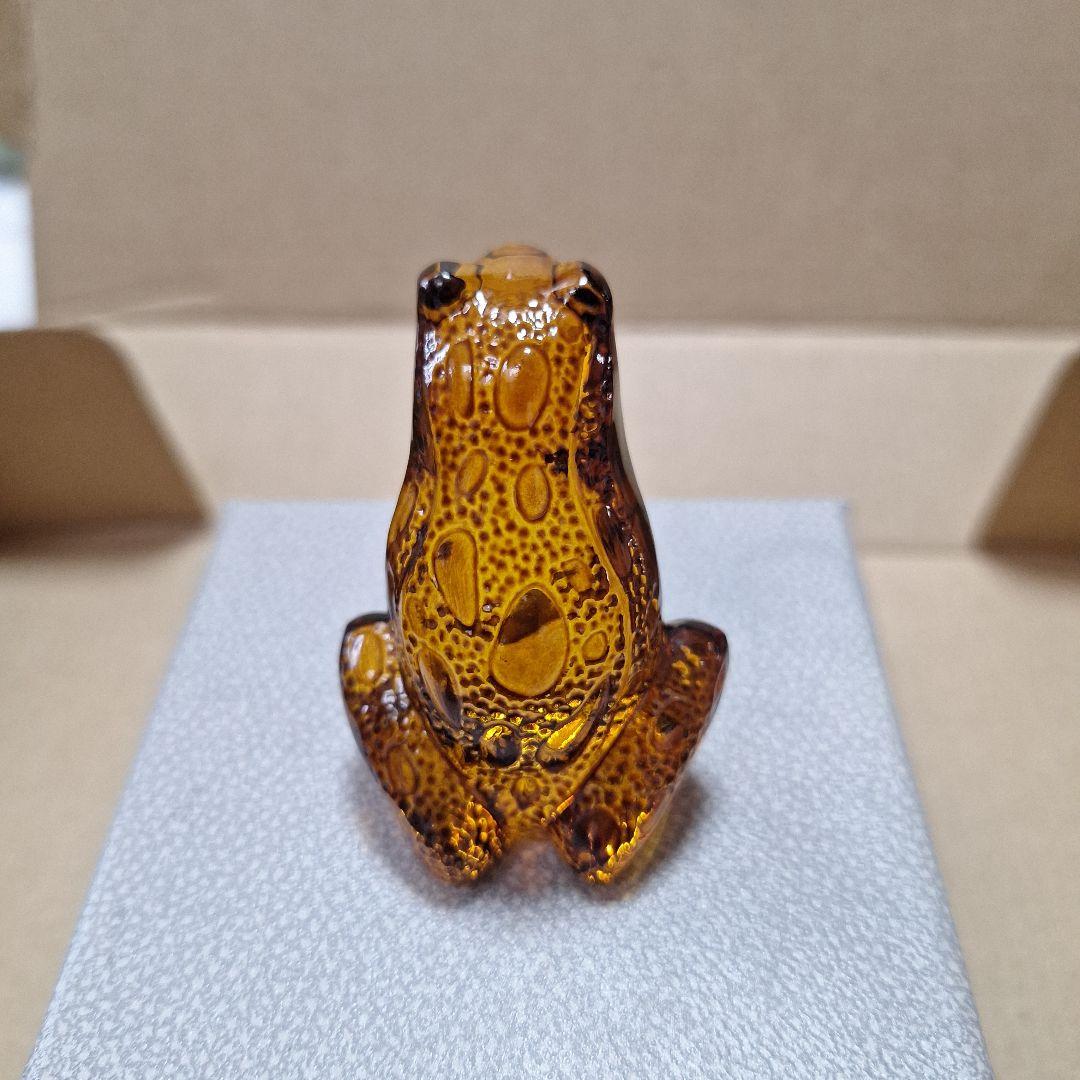 LALIQUE 琥珀色 カエルの置物