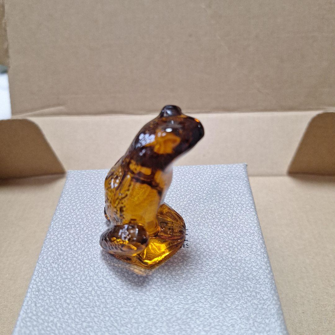 LALIQUE 琥珀色 カエルの置物