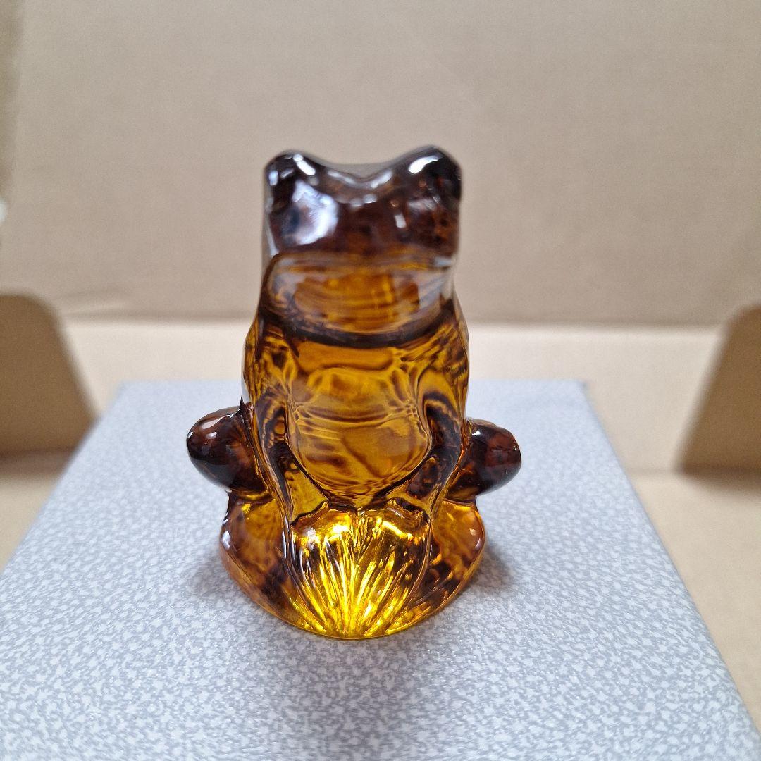 LALIQUE 琥珀色 カエルの置物