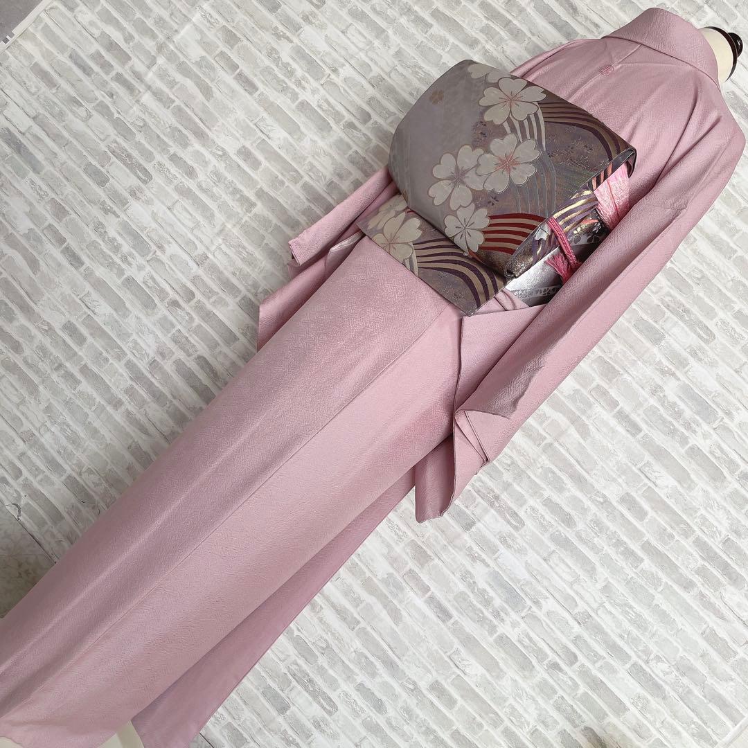 色無地　フルセット　三つ葉竜胆　紗綾形地紋　東京ますいわ屋　シンプル　I10