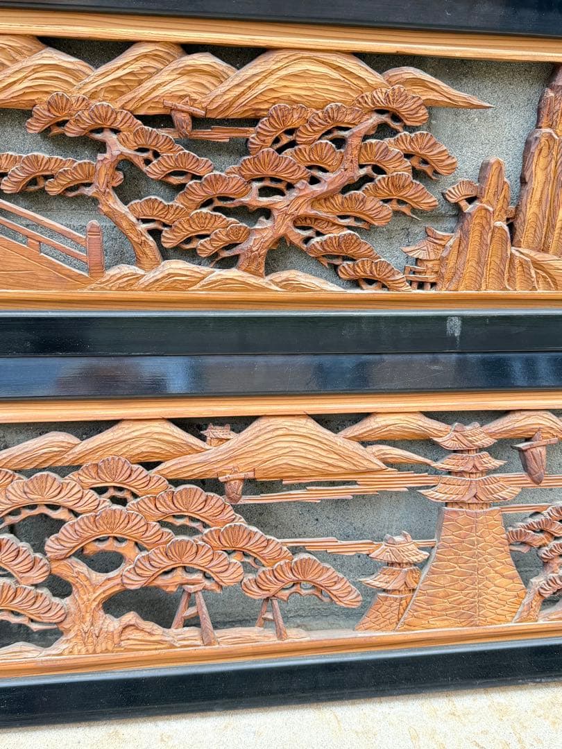 【送料込み】希少★欄間　2点セット　建具　木彫り彫刻　日本伝統工芸品　松