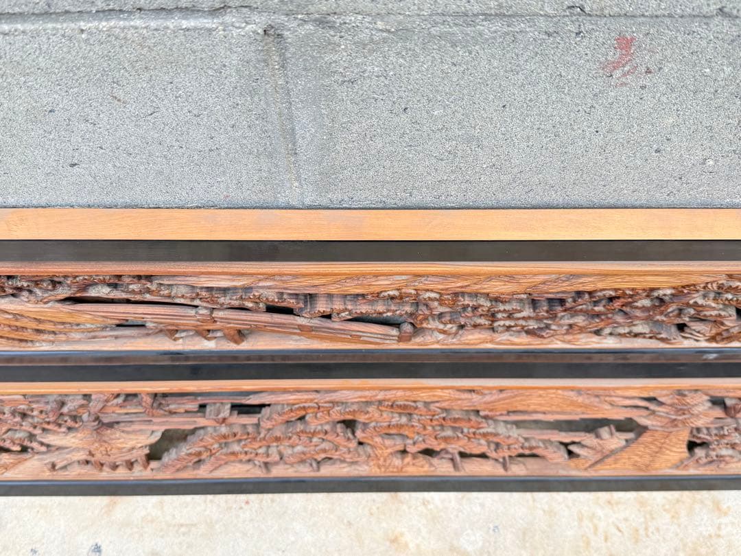 【送料込み】希少★欄間　2点セット　建具　木彫り彫刻　日本伝統工芸品　松