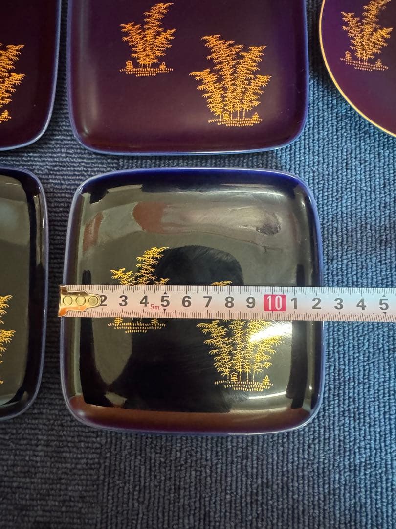 2034 深川製磁　方皿4客　丸皿3客　金彩