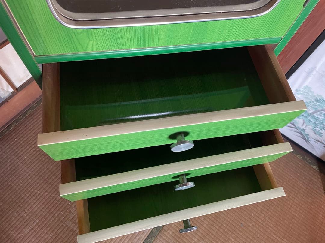 昭和 レトロ ポップ 収納タンス 飾り棚 収納棚 ポップカラー アーチ窓