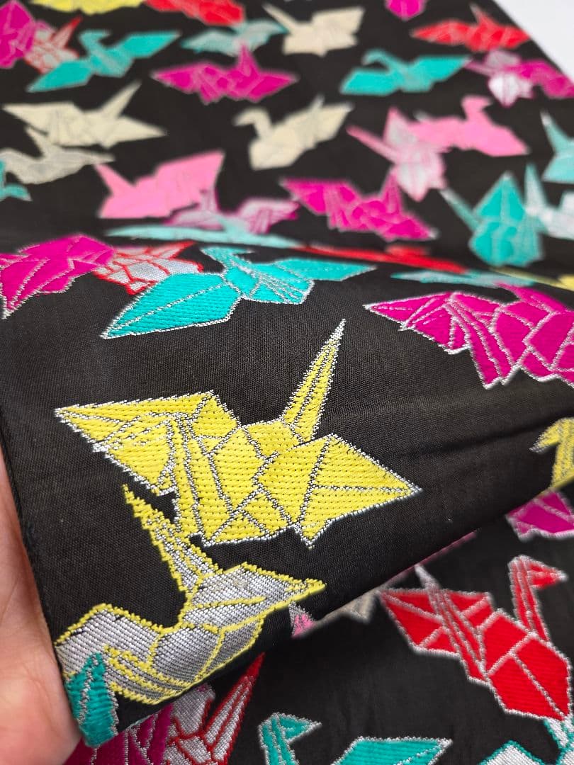 リ*チ様 【24時間以内発送】帯 アンティーク 刺繍 折り鶴 正絹