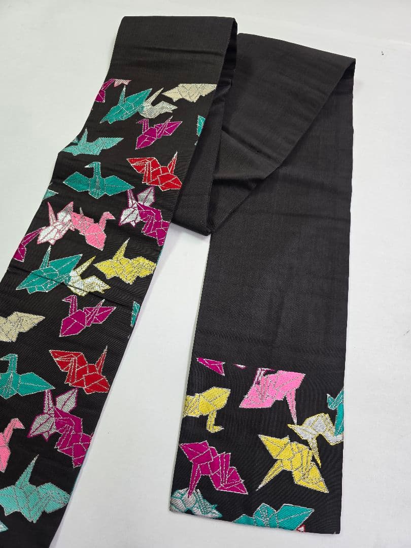 リ*チ様 【24時間以内発送】帯 アンティーク 刺繍 折り鶴 正絹