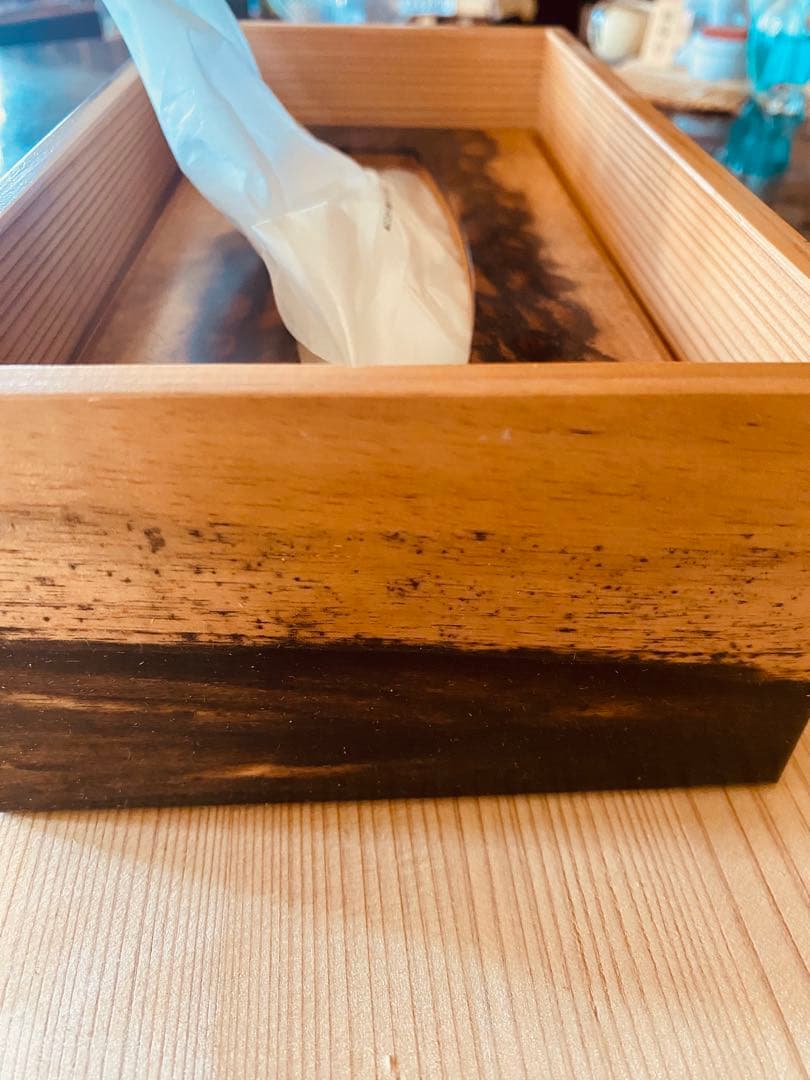 銘木黒柿ティッシュボックス ナチュラルウッド