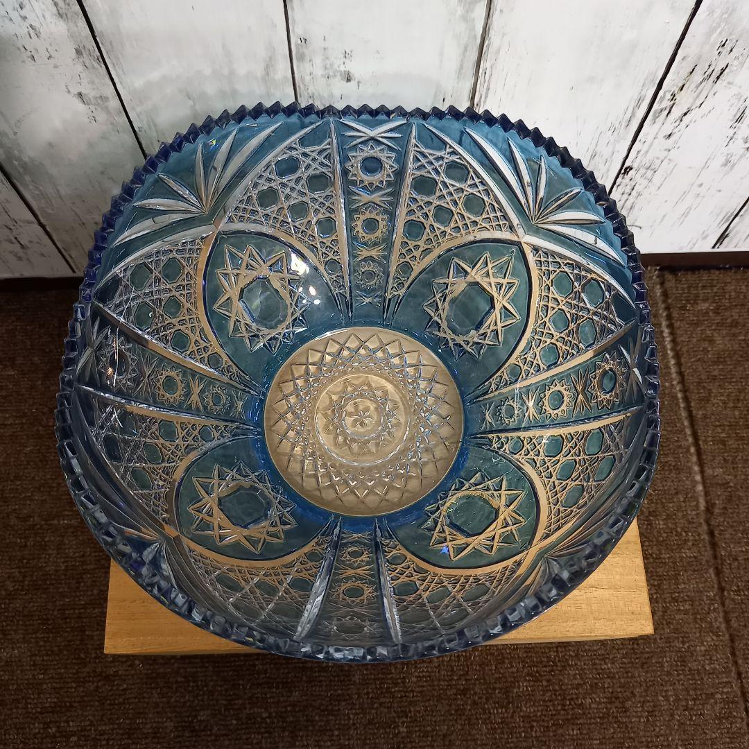 未使用【輸入品】フランス製　青色　クリスタル　カットガラス　ボール　切子ボール