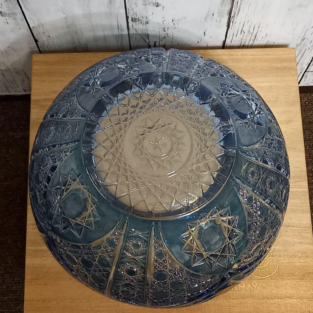 未使用【輸入品】フランス製　青色　クリスタル　カットガラス　ボール　切子ボール