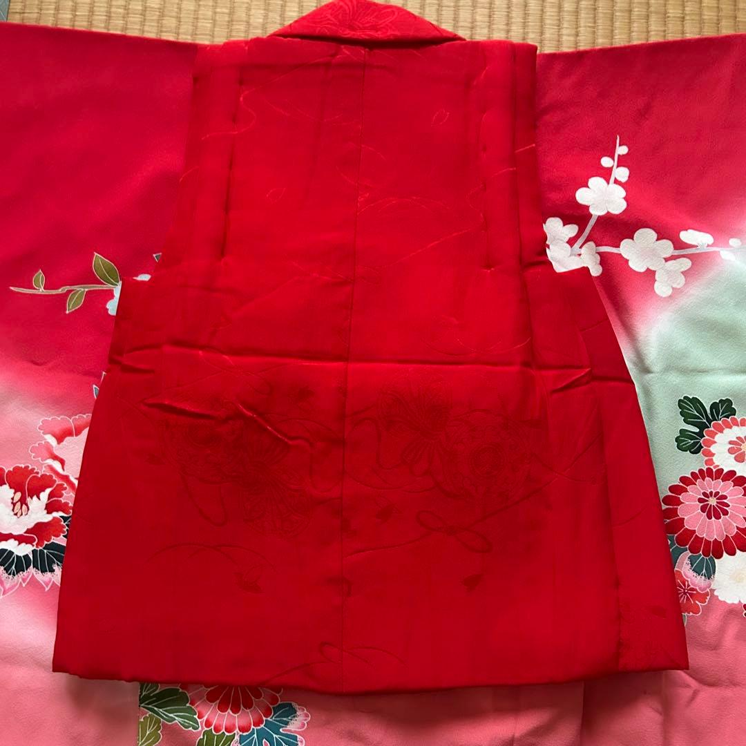 七五三 3歳 着物 被布 絹 三歳 赤 ピンク 753 子供着物