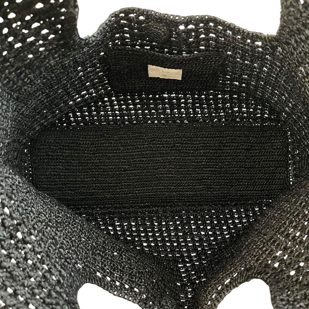 美品　ヘレンカミンスキー　かごバッグ　ラフィア　ブラック　大容量　トートバッグ夏