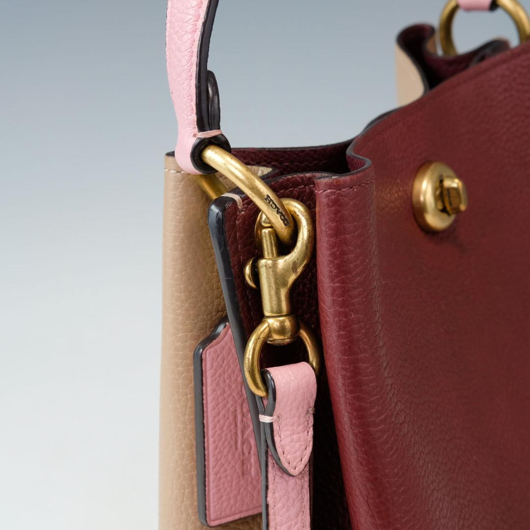 COACH 2WAY ショルダーバッグ　ハンドバッグ バーガンディ ピンク