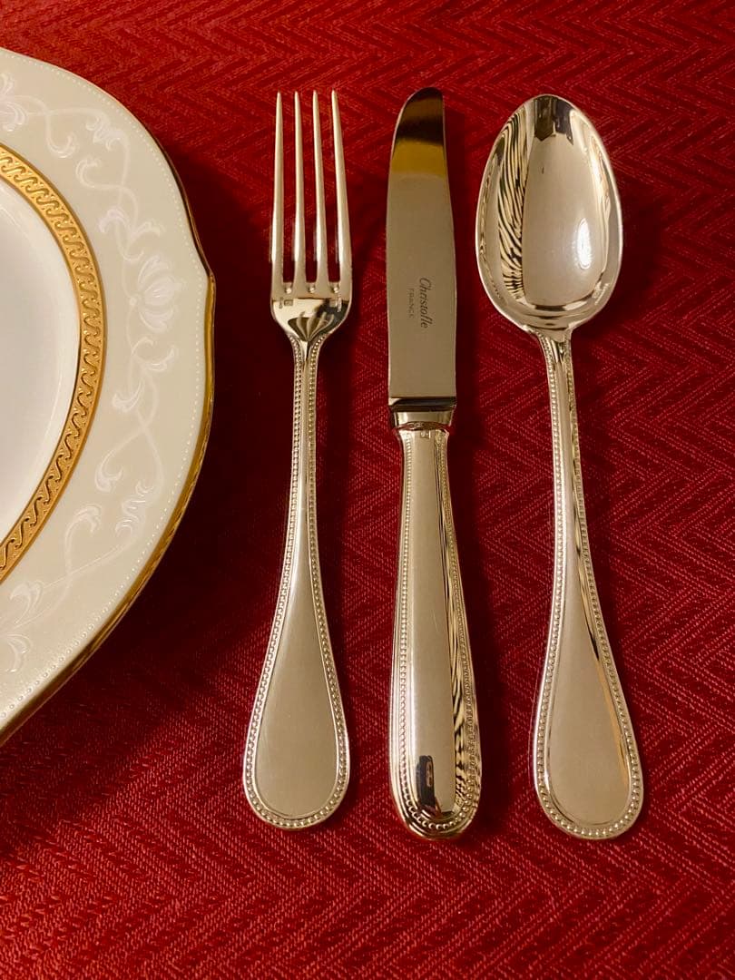 【ラス1☆希少な極美品☆】クリストフル パール デザートサイズカトラリーセット
