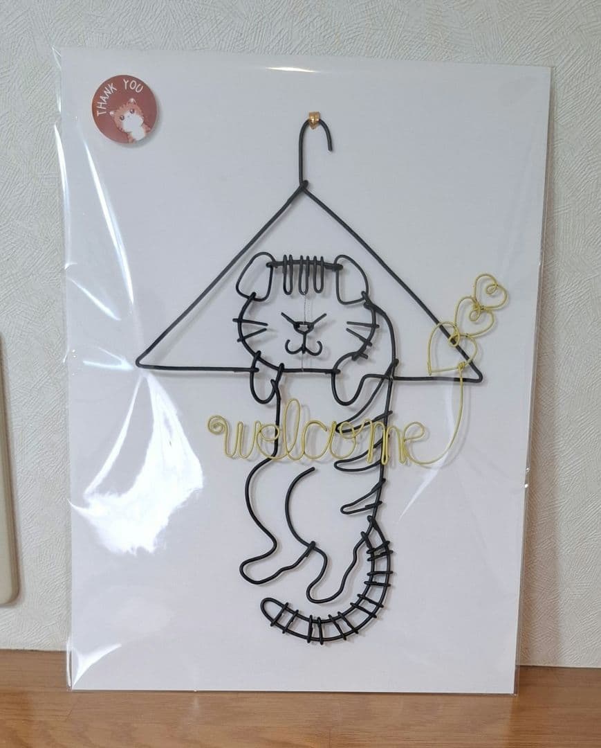 ワイヤーアート　ワイヤークラフト　ハンガー猫　inutade