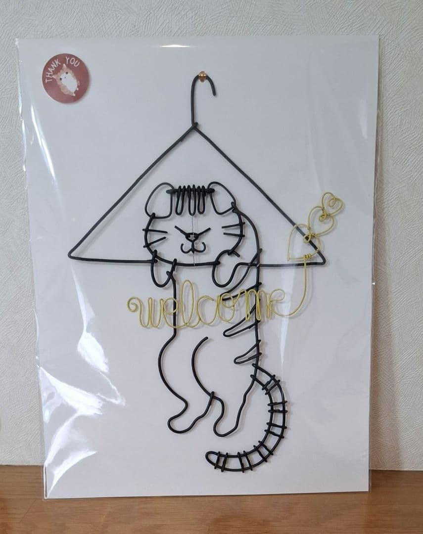 ワイヤーアート　ワイヤークラフト　ハンガー猫　inutade