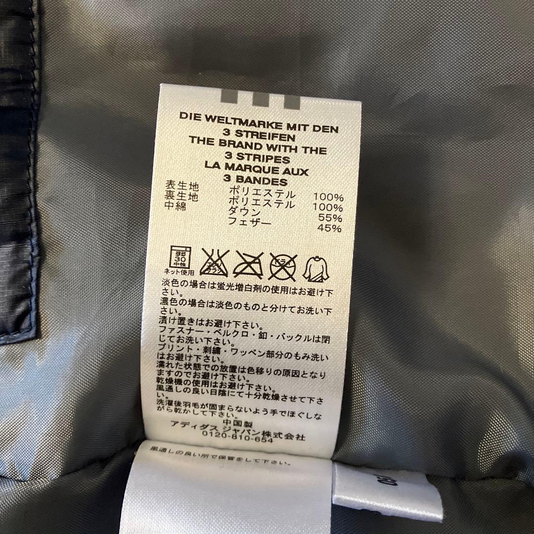 adidas フード付きロングコート ネイビー