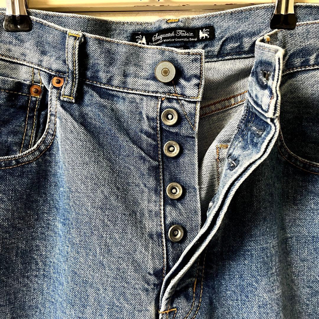★希少★サスクワァッチファブリックス ジップスリットデニムパンツ
