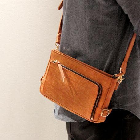 ＜中古美品＞ Ryu／2Wayレザーショルダーボディバッグ（グリーン）