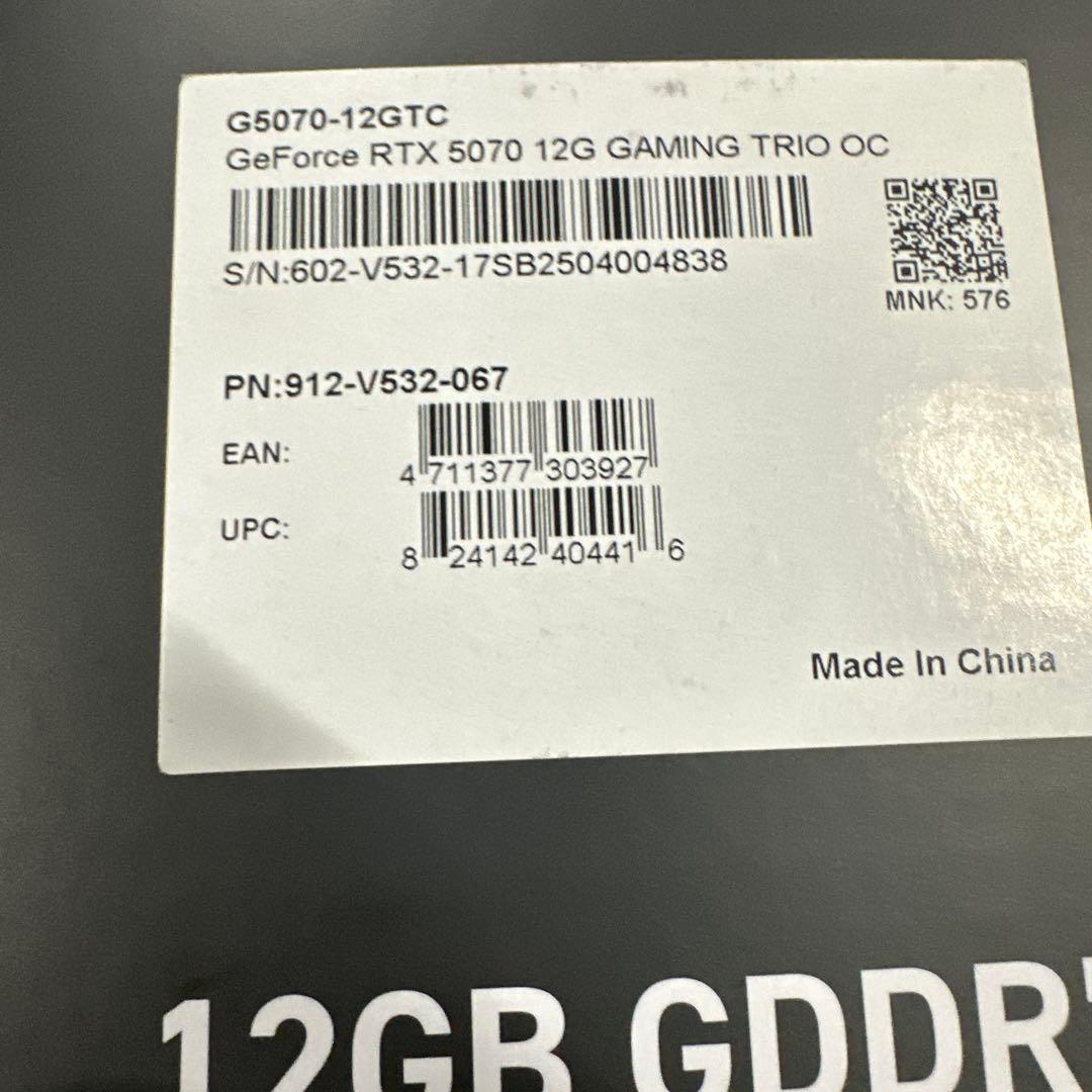 新品　MSI RTX 5070 12G Gaming Trio OC