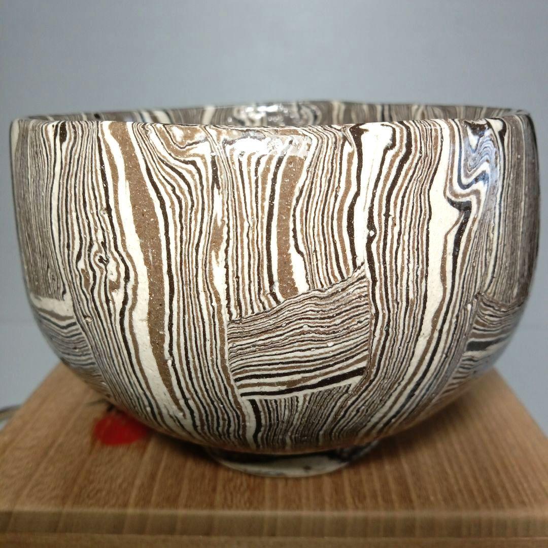 茶道具 抹茶茶碗 練り込み 水野 双鶴 日展作家 瀬戸焼