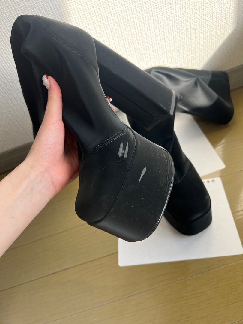 ダーリッチ　ウルトラストレッチロングブーツ黒Mサイズ-美品-