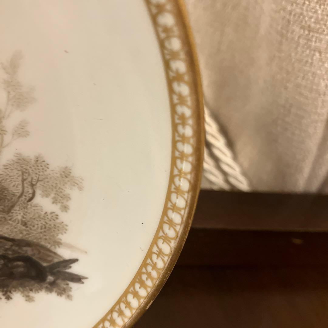 アンティークマイセン マルコリーニ期　グリザイユ　アポロとダフネ神話図CS