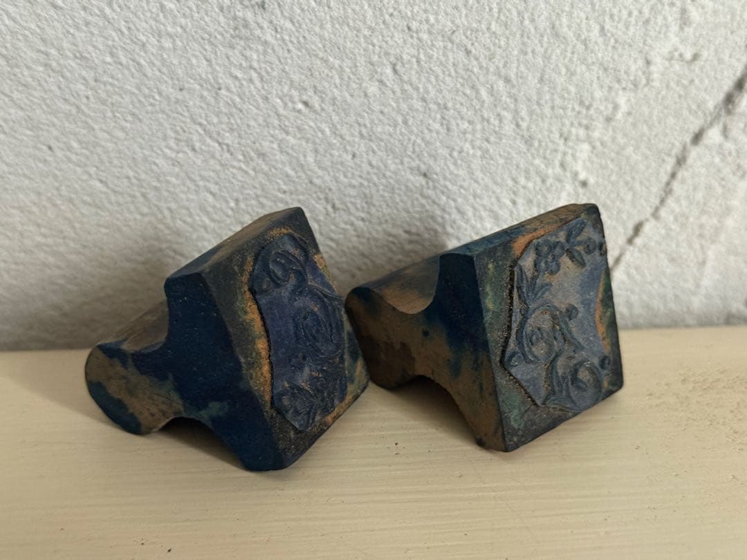 フランスアンティーク　モノグラム　刺繍　木製スタンプセット