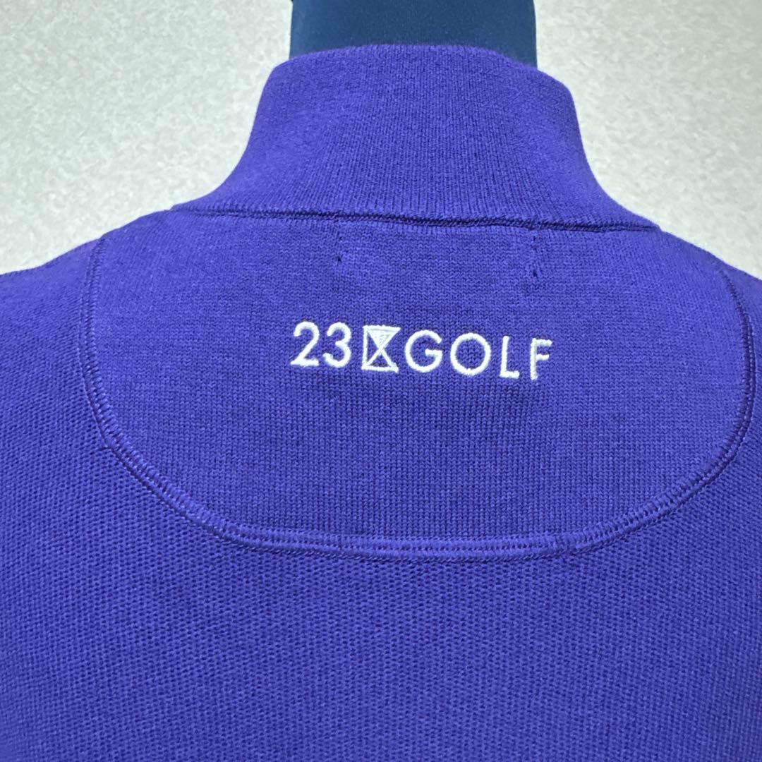 【新品タグ付】23区ゴルフ・ジップアップ　ベスト　パープル　ワッペン付　L