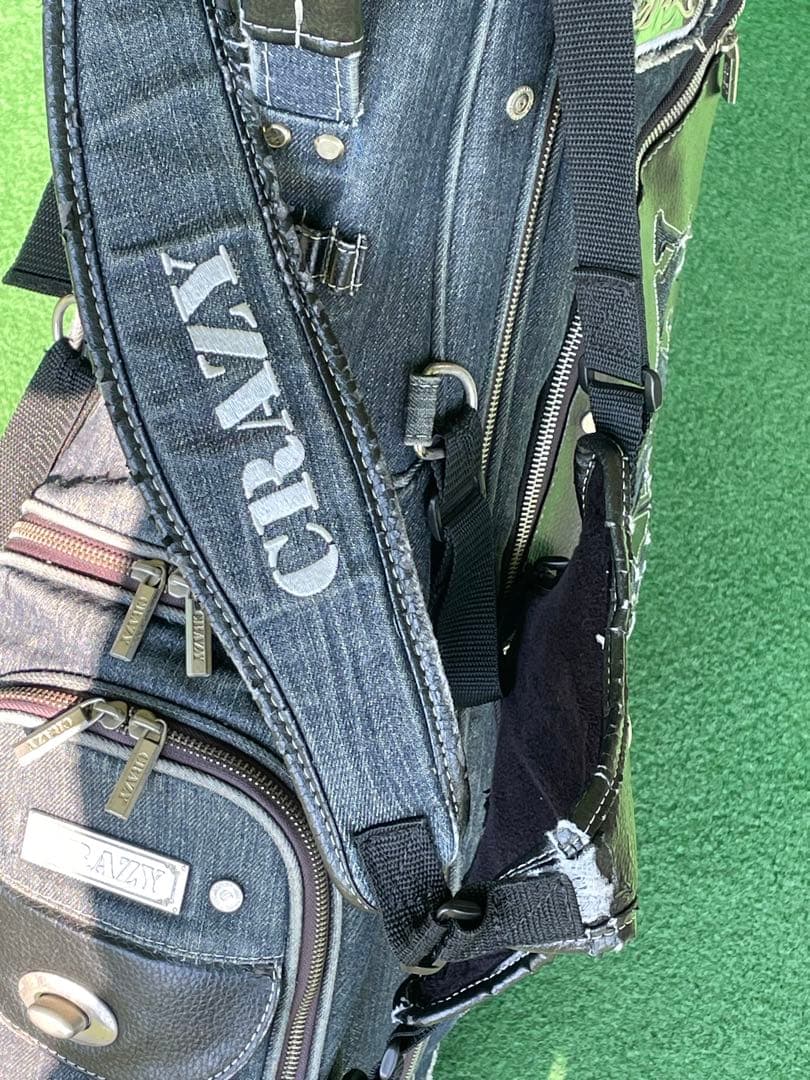 貴重品　デニム生地　CRAZY スタンドバッグ