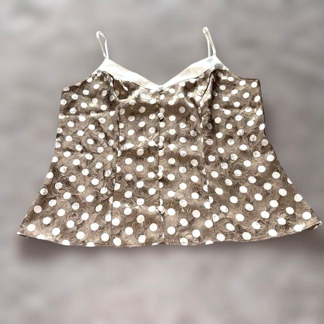 希少 美品 クリスチャンディオール ドット柄ゴールドキャミソール
