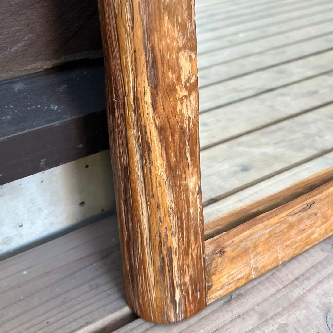 一点物 オールドチーク材の壁掛け鏡 80cm × 60cm 木製フレーム 無垢材