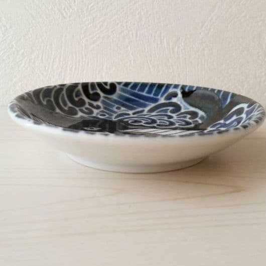 新品4枚セット　美濃焼　白波くじら　10cm小皿