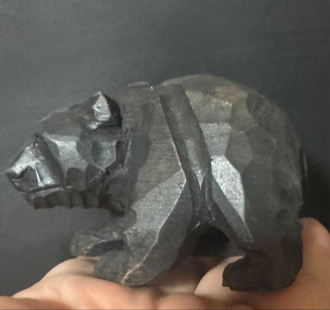 木彫り 熊 親子 置物 1963年刻印 民芸 北海道風 ヴィンテージ