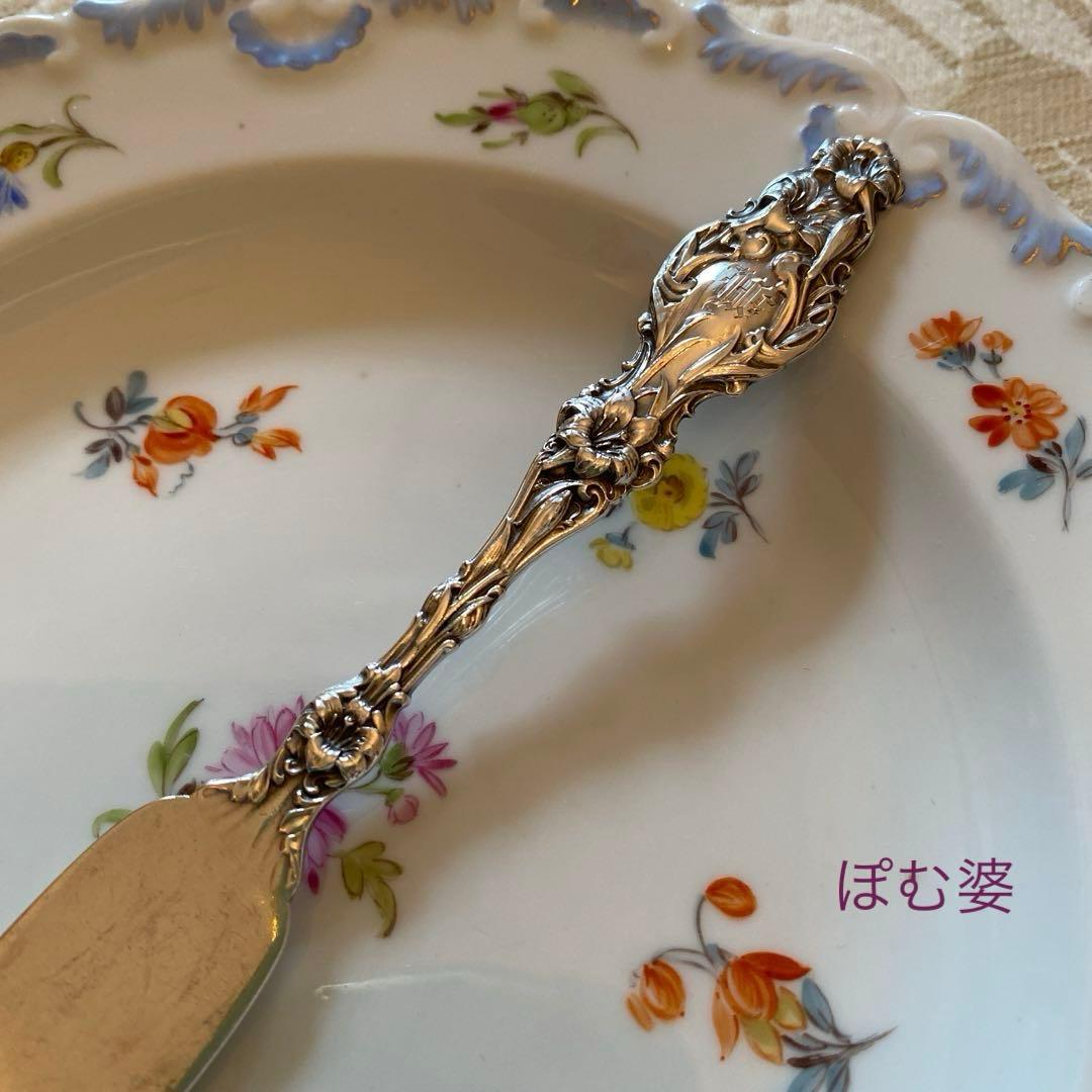 【Whiting ホワイティング】純銀／バターナイフ「Lily」モノグラム有り①
