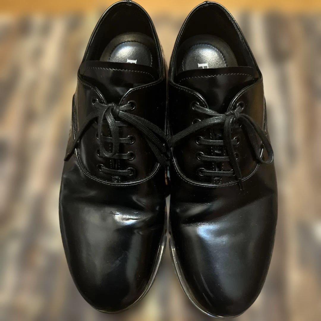 プラダ　エアー　シューズ　39 PRADA 黒　ローファー　厚底　皮