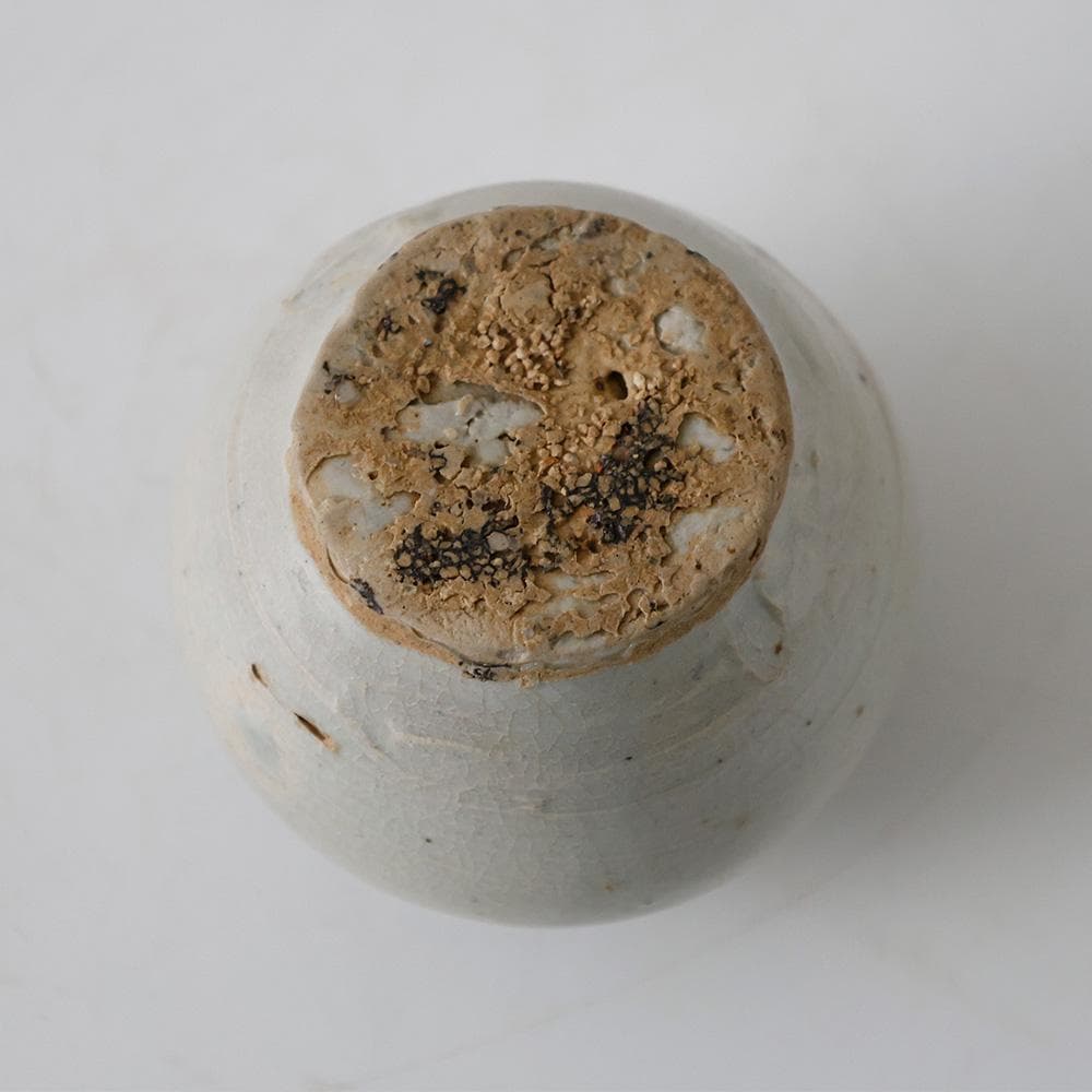 時代 朝鮮美術 李朝 茶入 李朝白磁 時代箱 茶道具 小壷 古玩仕覆黄布 げ蓋